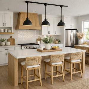 Modern farmhouse kitchen with natural accents